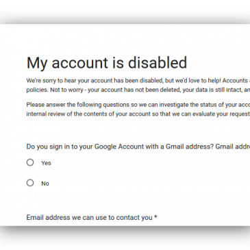 Lukket Gmail konto