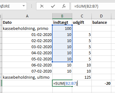 Excel 3: Kontrol af budget og lignende